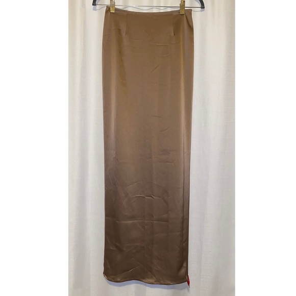 Georgia Alice INTERMIX Maxi Satin Tube Skirt in Beige Size 2 - Picture 4 of 16